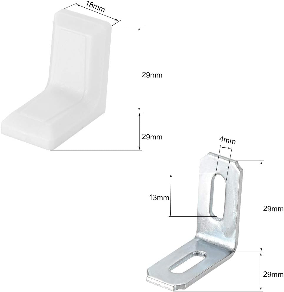 sourcing map 29mmx29mmx18mm Metal Plastic L Shaped Angle Bracket Shelf Corner Brace White, Pack of 15, 29mmx29mm,15pcs - Image 3