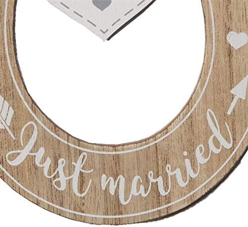 Widdop Bingham Wedding 'Mr & Mrs' 'Just Married' Wooden Horseshoe with Hearts, White - Image 3