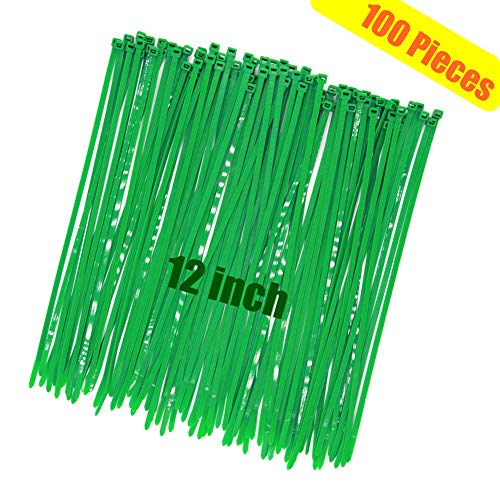 Heavy Duty Strong 12 Inch 100 Pieces Dark Green Cable Zip Ties, Upgrade