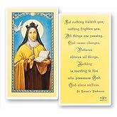 Hirten Saint Teresa of Avila Laminated Catholic Prayer Holy Card, Single Card – Patron of Headache Sufferers Pocket Devotional for Wisdom & Faith