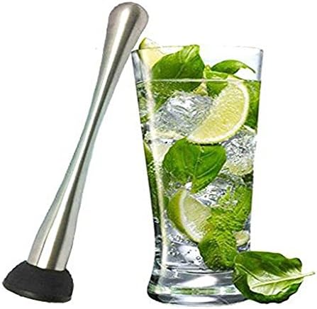 Stainless Steel Cocktail Muddler - Mashes Fruits, Herbs and Spices for Cocktails - Professional Grade Bar Tool - Make Perfect Mojitos