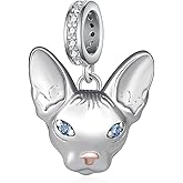 qielizhu Sphynx Cat Charms for Bracelets 925 Sterling Silver Cute Hairless Cats Charms Sphynx Cat Gifts for Women