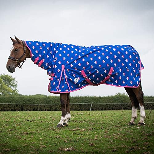 Derby House Pro Unicorn Medium Combo Turnout Rug 6ft6 Dazzling Blue Fandango Pink