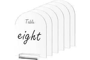 CEUQIESO 6 Pack 8x10 Inch Frosted Arch Acrylic Sign with Stands, Frosted Table Signs, Arched Round Top Acrylic Sheet, DIY Arch Signs Blank for Wedding Table Number Menu Bar List Sign