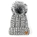 Braxton Knit Hat for Women - Pom Cable Winter Warm Fleece Beanie - Wool Snow Cuff Outdoor Ski Cap