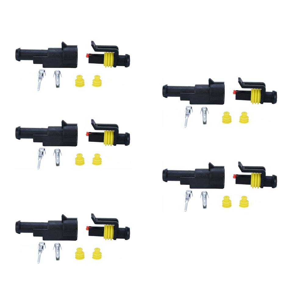 Mintice 5 X 1Pin Car Motorcycle Waterproof Electrical Connector Terminals Cable Plug Socket Kit Wire AWG Gauge Marine