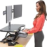 VersaDesk Power Pro - 30" Electric Height Adjustable Standing Desk Riser. Power Sit to Stand Desktop Converter with Keyboard Tray. Black.