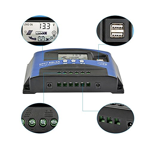 AOSHIKE 60A MPPT Solar Charge Controller with LCD Display,Multiple Load Control Modes (60A) - Thumbnail 2