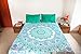 Majestic Mint Mandala Tapestry Bedding with Pillow Covers, Bohemian Hippie Wall Hanging, Picnic Blanket or Beach Throw, Indian Hippy Mandala Bedspread for Bedroom Decor, Queen Size Teal Boho Tapestry