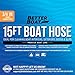 15FT Coiled Boat Hose, Expandable Coil Water Hose, Marine Grade 3/4 Inch Connectors, Perfect for RV Wash, Garden, and Marine Washdown, Self-Recoil Design, 15 Foot Length