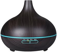 VicTsing 300ML Essential Oil Diffuser, BPA-Free Wood Grain Whisper Quiet Cool Mist Humidifier with 7 Color LED Lights - Black