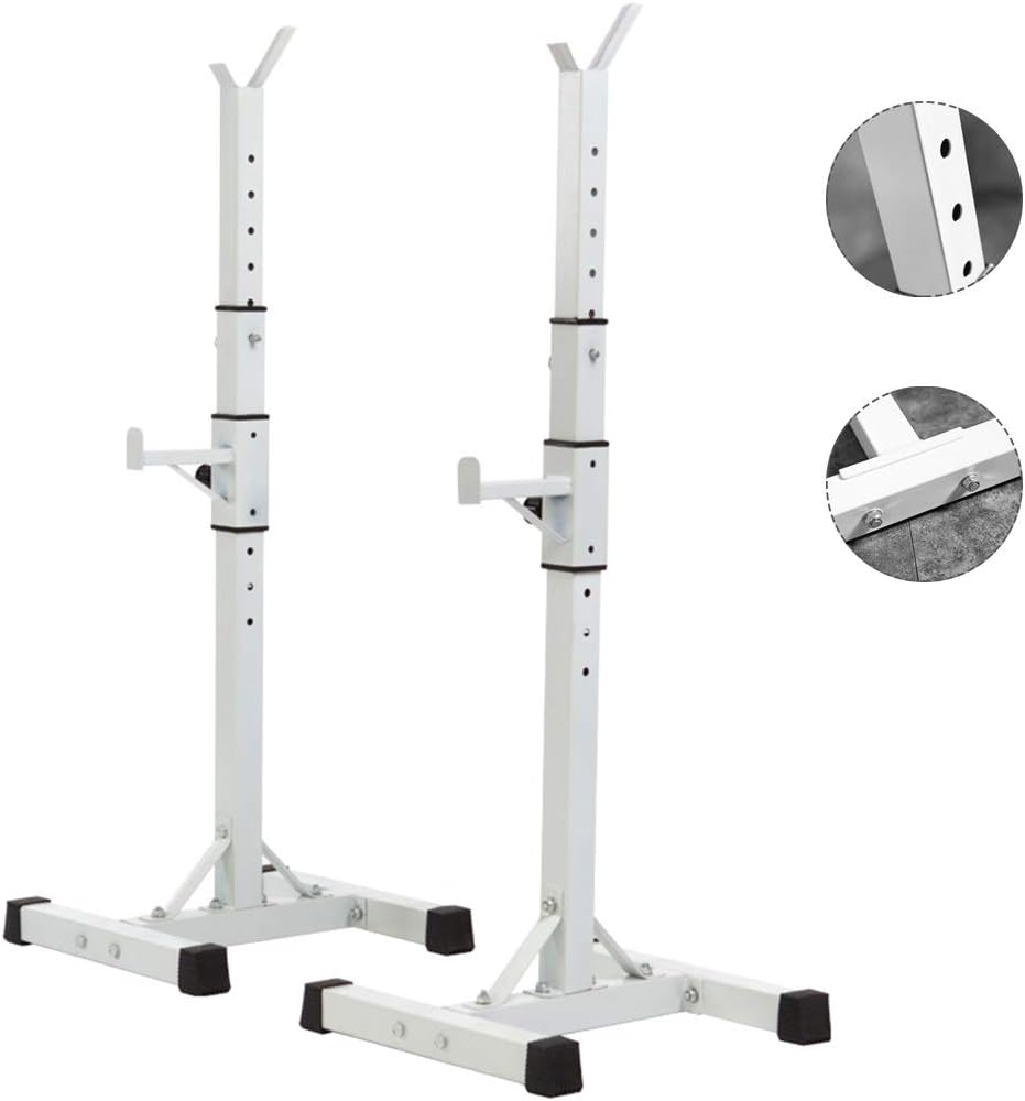 Weight Racks Squat Rack Bench Press Multifunctional Shelf Adjustable Bracket Home Indoor Gym Strength Training Stand Men's Fitness Barbell Rack Squat Rack (Color : White, Size : 4047140cm)