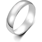 BORUO Silver Ring - 925 Sterling Silver Rings for Women - 14K Gold Plated Waterproof Wedding Band - Elegant Stacking Silver Band For Women and Men - Gifts for Special Occasions 4mm, 6mm Ring Size 4-15