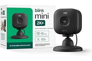 Blink Mini 2K+ (newest model) – Plug-in Home & Pet Security Camera with 2K video resolution, color night vision, enhanced audio, motion detection – 1 camera (Black)
