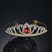 Royal Bridal Pageant Red Rhinestone Crystal Hair Crown Head Dress Wedding Tiara Birthday Party Crown