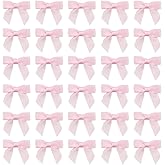 7Rainbows 50pcs Boutique 1.5" Pink Satin Ribbon Mini Bows for Craft Sewing Scrapbooking Wedding and Gift Wrapping