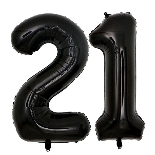 40inch Jumbo Black 21 number balloons for 21st Birthday Decorations helium balloons party supplies use them as Props for Photos (Black 21)
