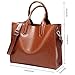 Promini Womens Large Capacity Greased Leather Top Handle Satchel Handbag Fashion Purse Shoulder Bag brown