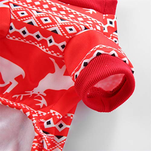 ZLOLIA Christmas Elk Dog Pajamas Pet Clothes Jumpsuit Apparel Xmas Cat Costumes Onesies Soft Christmas PJS Santa Reindeer Red