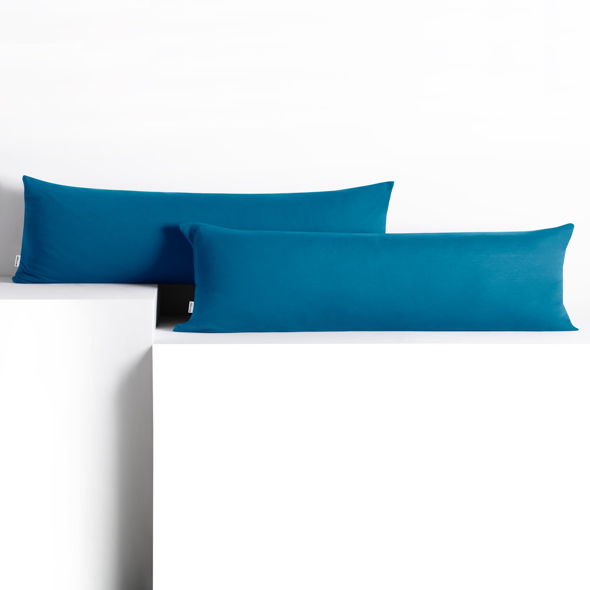 DecoKing 2 Pillowcases 20 x 120 cm Jersey 100% Combed Cotton Zip Blue Amber