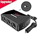Xultrashine 3-Socket Cigarette Lighter Splitter 12V/24V 180W Car Power Splitter DC Outlet Splitter with 6.8A 4-Port Multiple USB Car Charger for iPhone 7/6S Plus iPad Galaxy S6/8/7 Edge GPS Dashcam