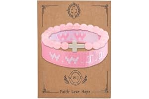 QRH Christian Cross WWJD Bracelet WWJD Braided Rope Bracelet Cross Crystal Beads Stretch Bracelets Religious Christian What Would Jesus Do Handmade Woven Wristbands Bracelet