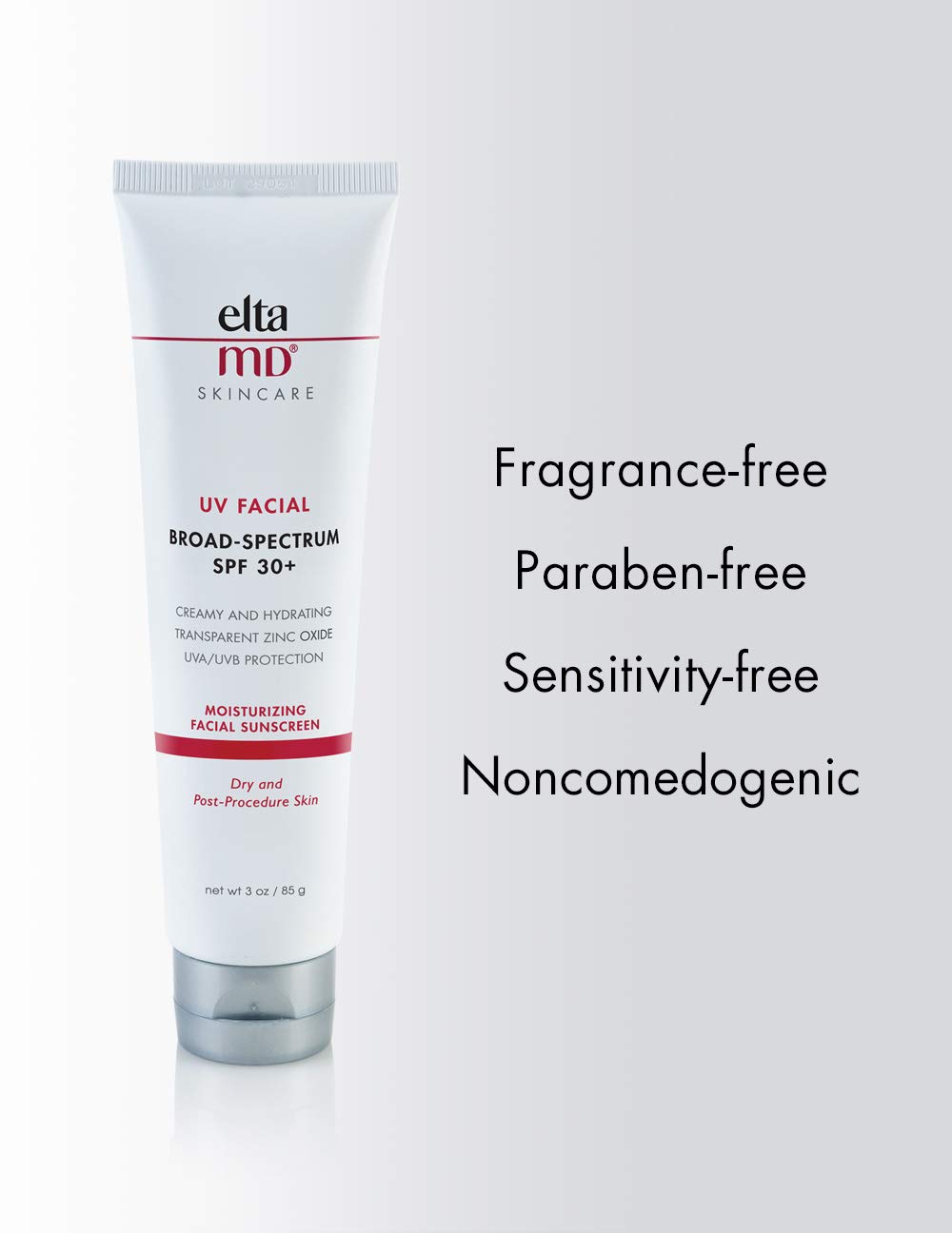 EltaMD UV Facial Moisturizing Sunscreen Broad-Spectrum SPF 30+ with Hyaluronic Acid, Non-Greasy, Mineral-Based Face Sunscreen with Zinc Oxide, 3 oz: Premium Beauty