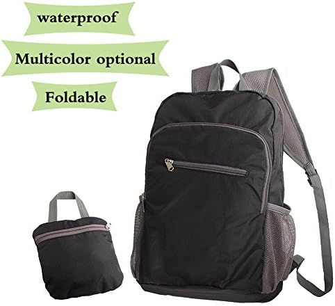 Lightweight Backpack Small Foldable Daypack Packable Travel Bag 20L Ultralight Water Resistant Durable for Hiking Camping Cycling Fishing (Black)