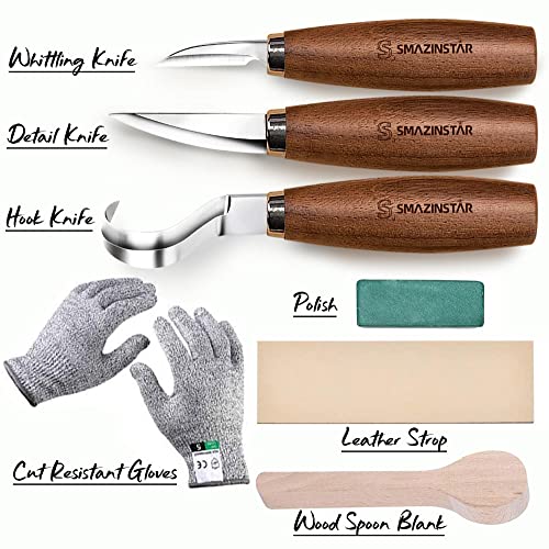 Whittling Knife, Wood Carving Tools 5 In 1 Knife Set Includes Hook