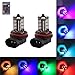 EEEKit 2Pcs 12V 27SMD 5050 Multi-Color RGB LED Fog Lights Driving Bulbs Remote H8/H11