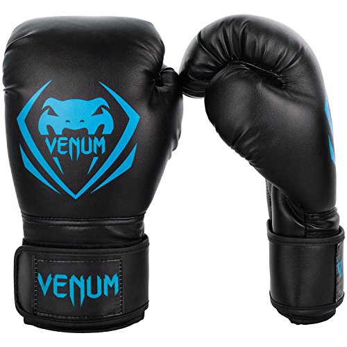 Venum Contender Boxing Gloves - Black/Cyan - 8-Ounce