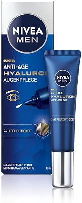 Hyaluron Contorno de Ojos Antiedad con Ácido Hialurónico (1 x 15 ml), crema antiarrugas que reafirma la piel, crema de hombre para una piel de aspecto más joven