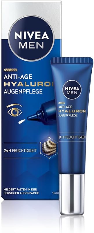 Hyaluron Contorno de Ojos Antiedad con Ácido Hialurónico (1 x 15 ml), crema antiarrugas que reafirma la piel, crema de hombre para una piel de aspecto más joven