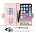FYY Case for iPhone X/iPhone 10, [RFID Blocking Wallet][Makeup Case] Premium PU Leather Wallet Case with Cosmetic Mirror, Card Slots and Wrist Strap for iPhone X Edition (2017)/iPhone 10 Pink