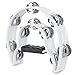Flexzion Half Moon Musical Tambourine (White) Double Row Metal Jingles Hand Held Percussion Drum for Gift KTV Party Kids Toy with Ergonomic Handle Grip