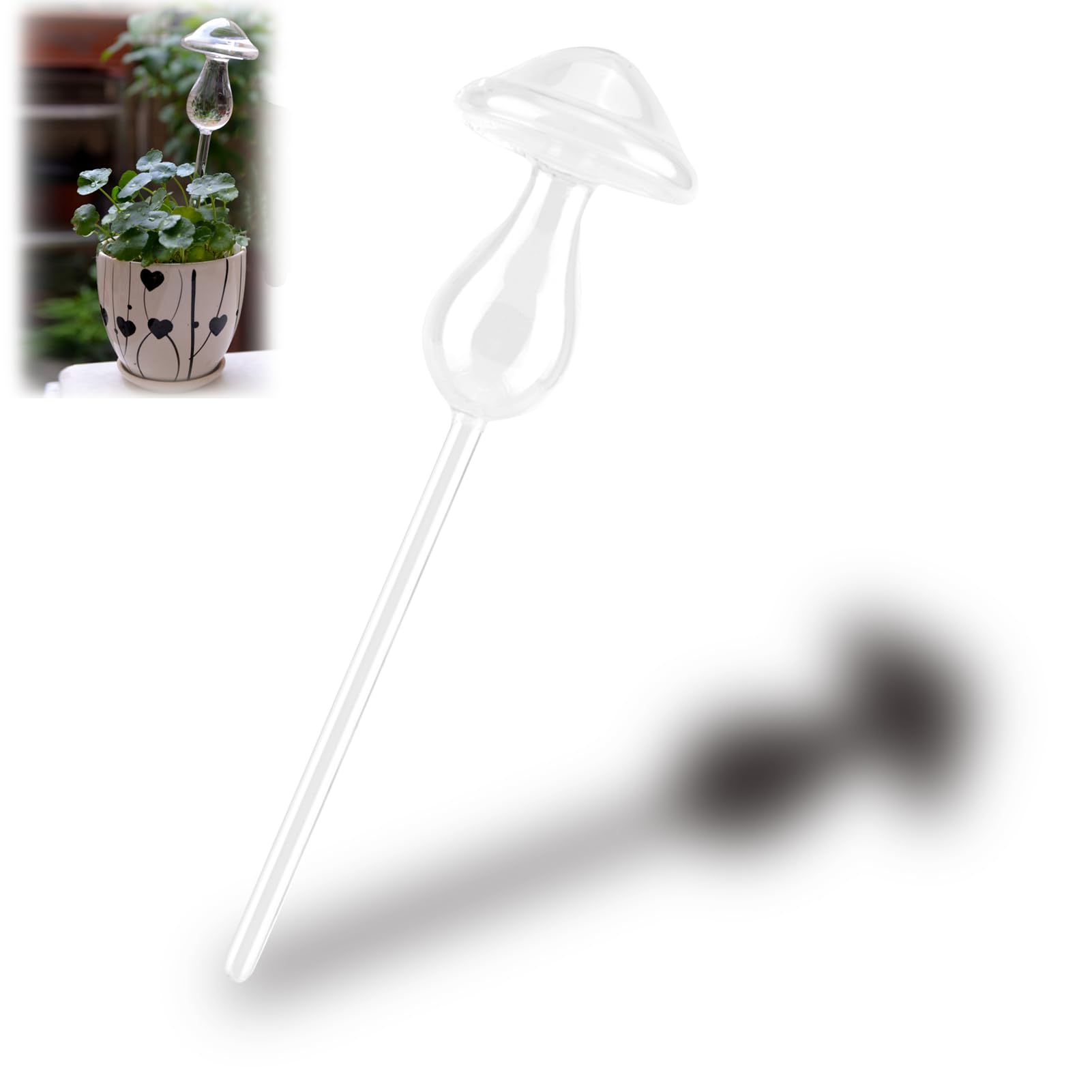 Plant Watering Globes, Mushroom Shape House Plants Flowers Automatic Self Watering Devices Clear Glass Water Feeder Plant Water Bulbs Devices