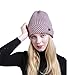 Bagoge Womens Knitted Hats, 2017 New Autumn and Winter Solid Color Stripes Fashion Warm Knitted Round Hats Knitted Wool Curling Head Cap (Pink)