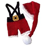 Jastore Infant Newborn Costume Photography Prop Santa Claus Crochet Knitted (Style 2)