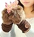 TAORE Women Warm Winter Faux Rabbit Fur Mittens Wrist Fingerless Gloves (Coffee)