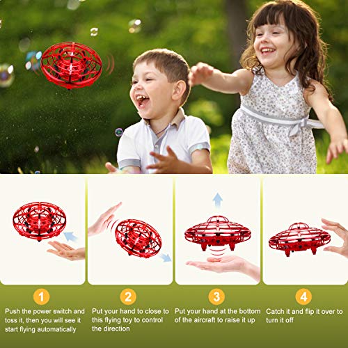 KToyoung Hand Operated Drone for Kids Adults,Flying Ball Drones Mini Drones with LED Lights,Flying Ball Toys UFO with 360° Rotating Interactive Infrared,Helicopter Ball for Boys Girls Indoor Outdoor