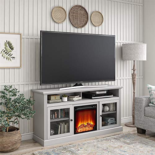 Ameriwood Home Chicago Fireplace 65", Dove Gray TV Stand