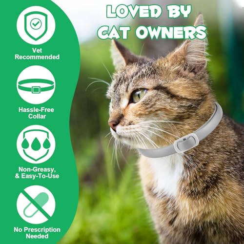 Collar for cats, 4 Packs Adjustable Pheromone Collars, para Gatos, Pack de 4 en Gris, Ajustable y Resistente al Agua para Gatos, Collar Protector Natural.