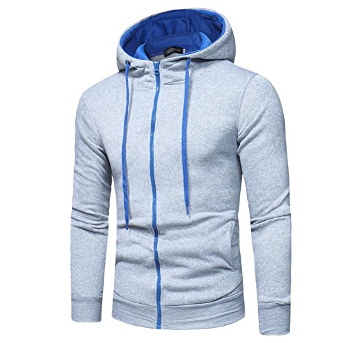 Bookear Men Hoodie,Clearance! Mens Sport Lightweight Zip-up Hooded Sweatshirt Jacket Coat (L, Gray-1)
