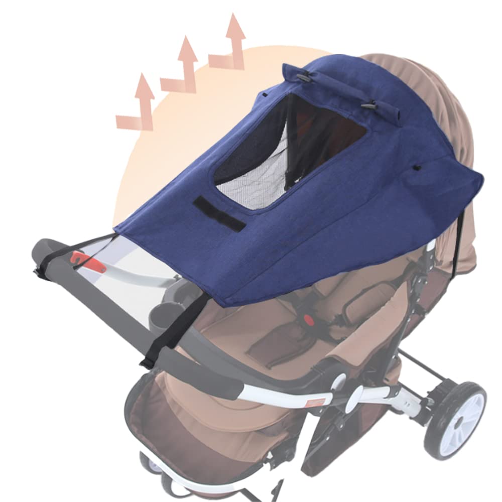 UPF50+Universal Buggy Pram Sunshade Waterproof Baby Strollers Sun Cover with Viewing Window Foldable Adjustable Toddler Pram Window Pushchairs Sun Visor Anti-UV Umbrella Canopy