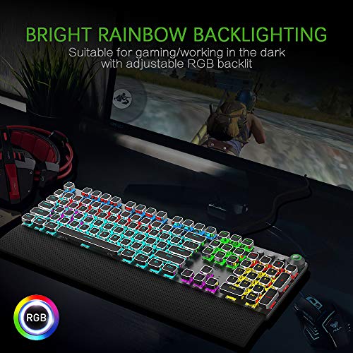 Fiodio Mechanical Gaming Keyboard, LED Rainbow Gaming Backlit, 104 Anti-ghosting Keys, Quick-Response Black Switches… - Image 3