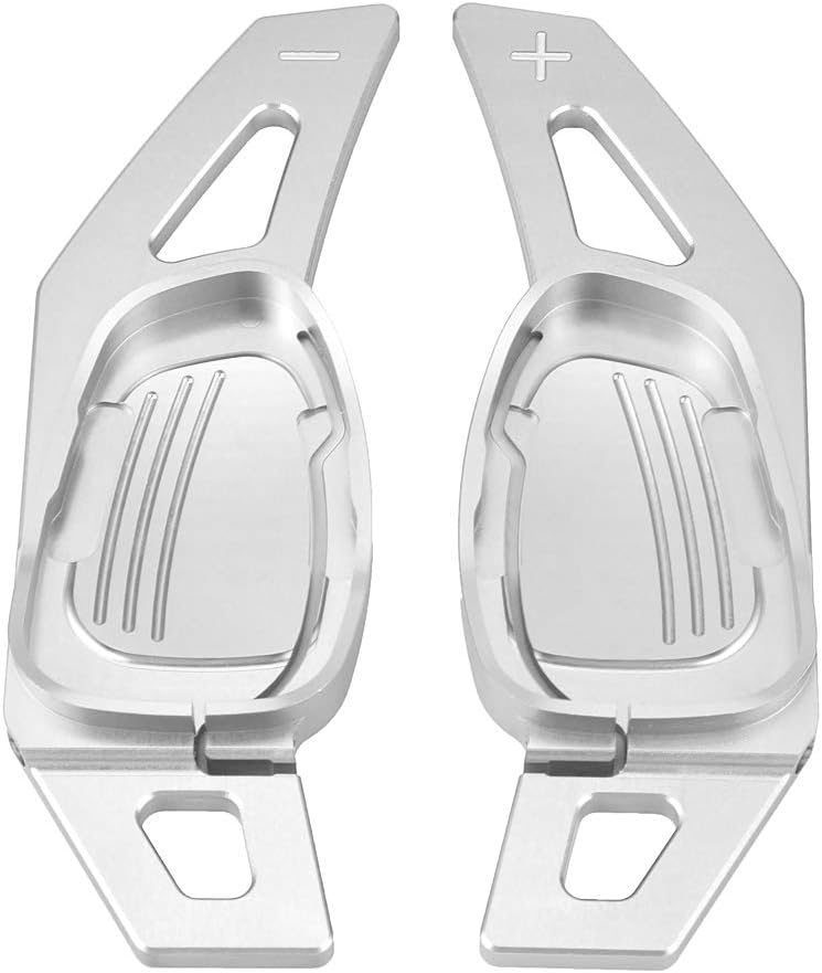 Fydun Car Steering Wheel Shift Paddle Shifter Aluminum Decoration Decal Frame Cover Shifters Paddles Sticker Suitable for Left Driving for A5 S3 S5 S6 SQ5 RS3 RS6 RS7 (Silver)