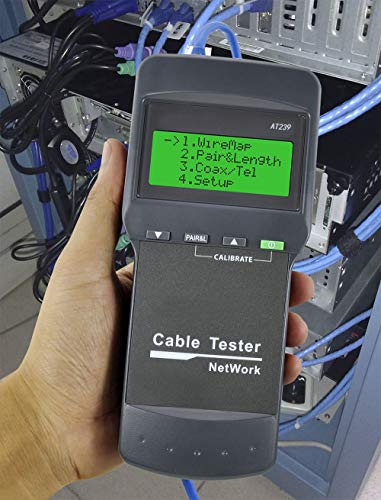 KOLSOL Network LAN Cable Tester,AT239 Cat5 RJ45 Network Cable Tester Wire Length Tester with 8 Remote Units Phone Cable Tester Meter Mapper