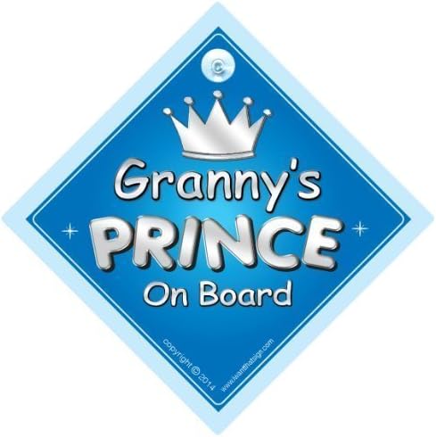 BABY iwantthatsignLTD Granny's Prince On Board Car Sign, Prince Car Sign, Granny, Gran, Car Sign, Baby On Board Sign,Baby On Board, Novelty Car Sign, Baby Car Sign