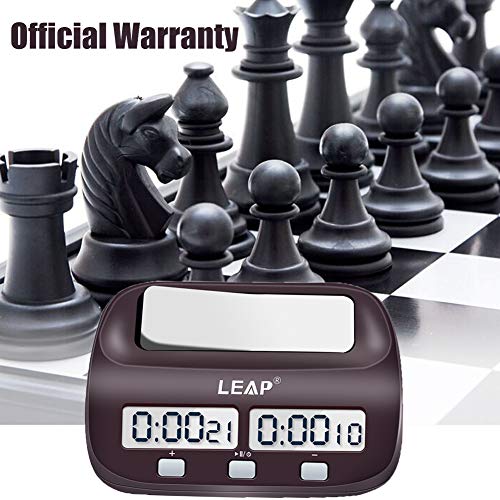 LEAP Chess Clock Digital Chess Timer Professional for Board Games Timer with Alarm Function (Official Store) Brownish Red - Thumbnail 7