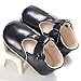 Enteer Baby Girls' Retro Leather Button Mary Jane Shoes Black US 4